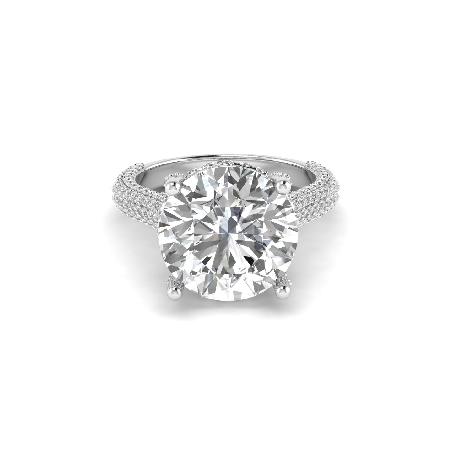 White Gold Studded 2.83 Carat Lab Grown Diamond Ring-E Color VS2 Clarity.